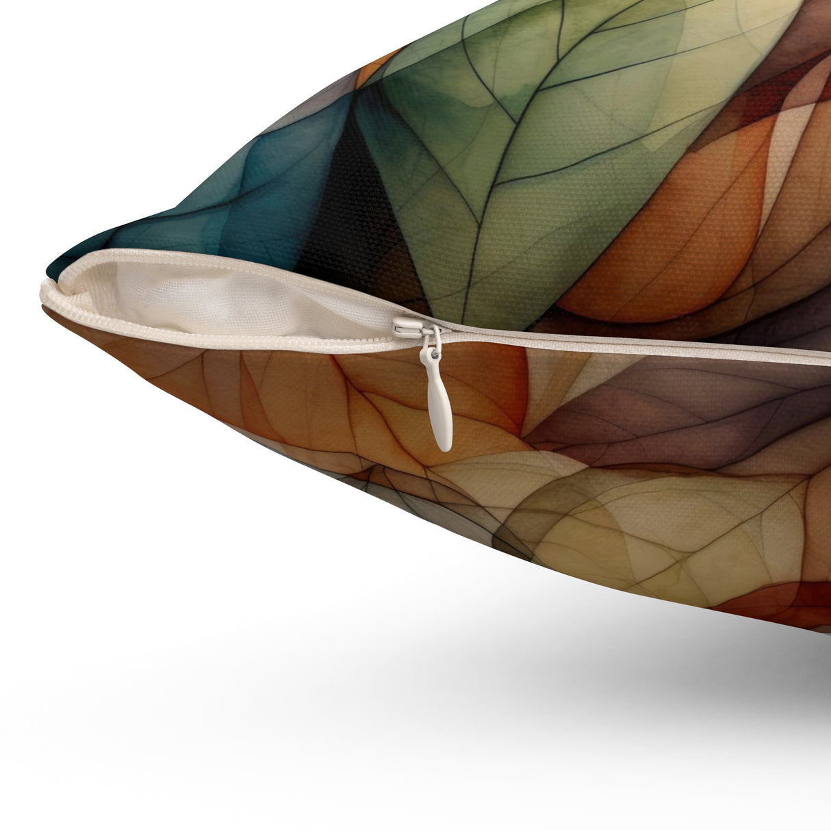 a close up of a pillow with a zipper