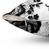 Black & White Faux Lace Rose Throw Pillow & Covers