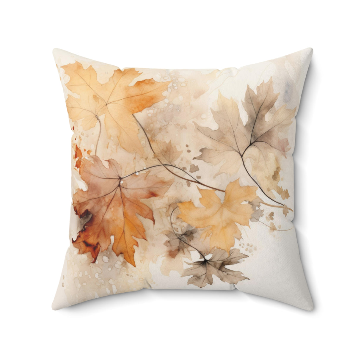Brown & Gray Fall Leaves Throw Pillow & Covers