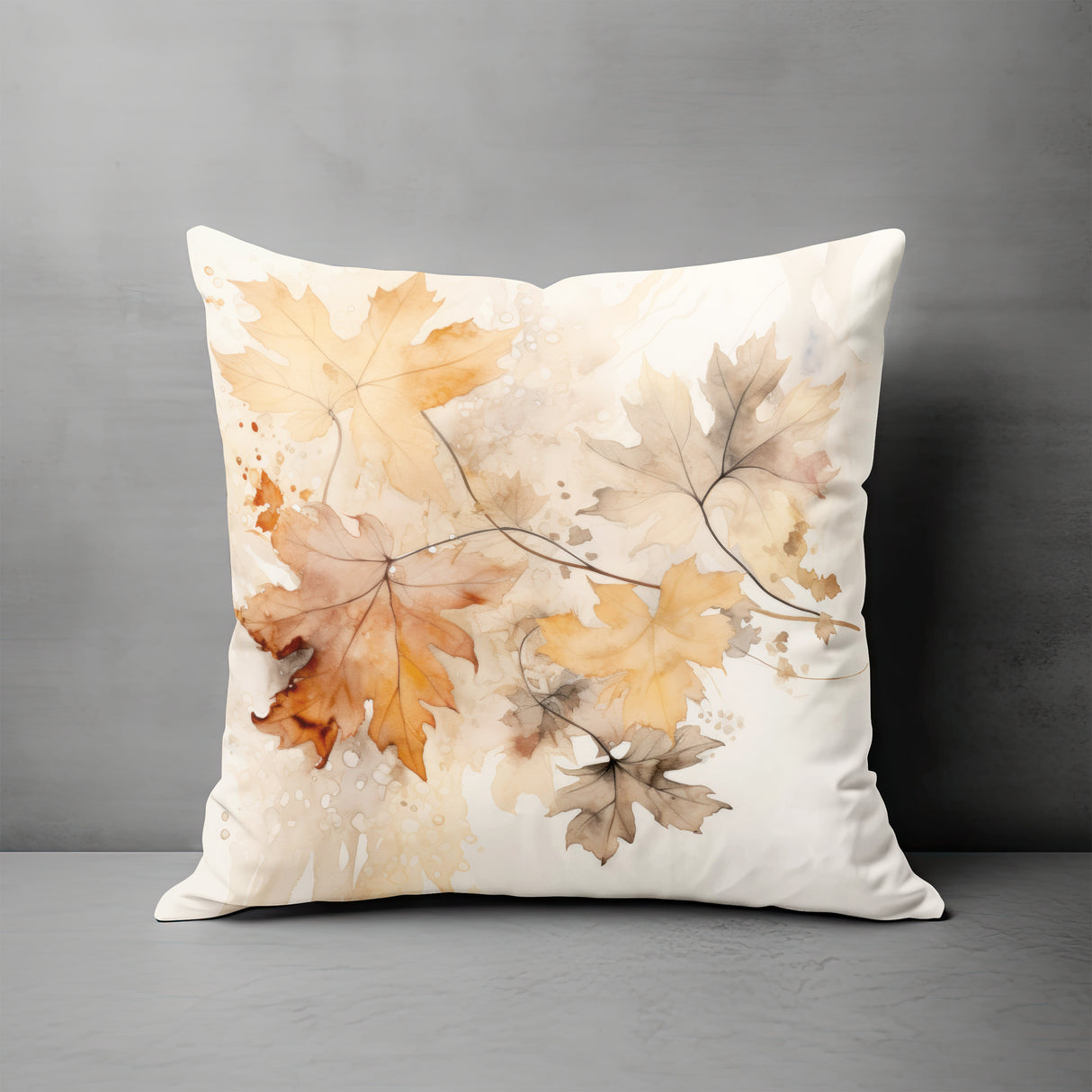 Brown & Gray Fall Leaves Throw Pillow & Covers