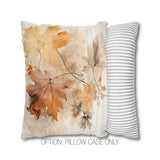 Brown & Gray Fall Leaves Throw Pillow & Covers