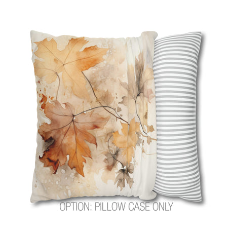 Brown & Gray Fall Leaves Throw Pillow & Covers