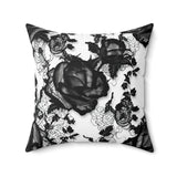 Black & White Faux Lace Rose Throw Pillow & Covers