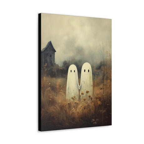 Ghosts Art Print - PRINTED & SHIPPED Fine Art Print Halloween Art, Halloween Wall Decor, Cute Ghosts in Field, Spooky Vintage Halloween Art