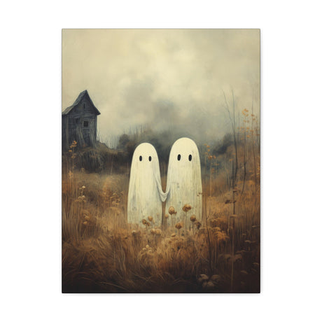 Ghosts Art Print - PRINTED & SHIPPED Fine Art Print Halloween Art, Halloween Wall Decor, Cute Ghosts in Field, Spooky Vintage Halloween Art